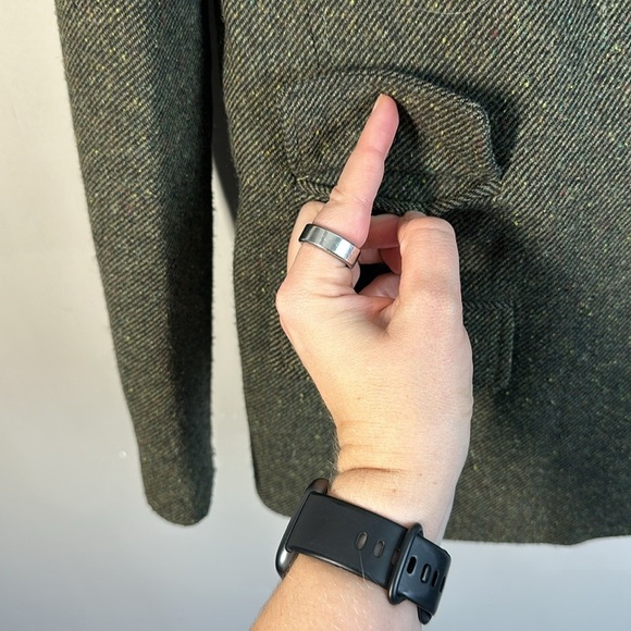 Banana Republic Speckled Olive HackingS Jacket Blazer Size 2P - Picture 6 of 16